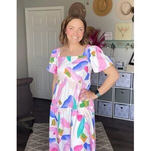 Colorful Abstract Print Dress
